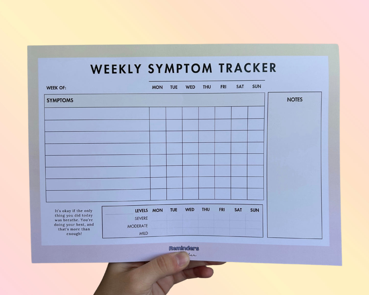 Weekly Symptom Tracker Notepad