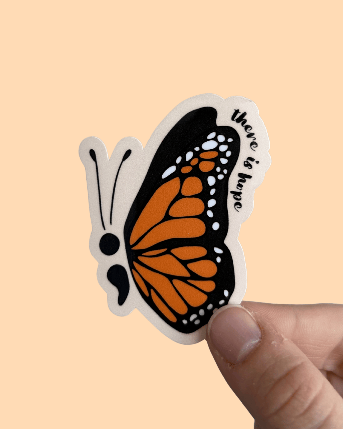 Semi Colon Butterfly Sticker (Orange)