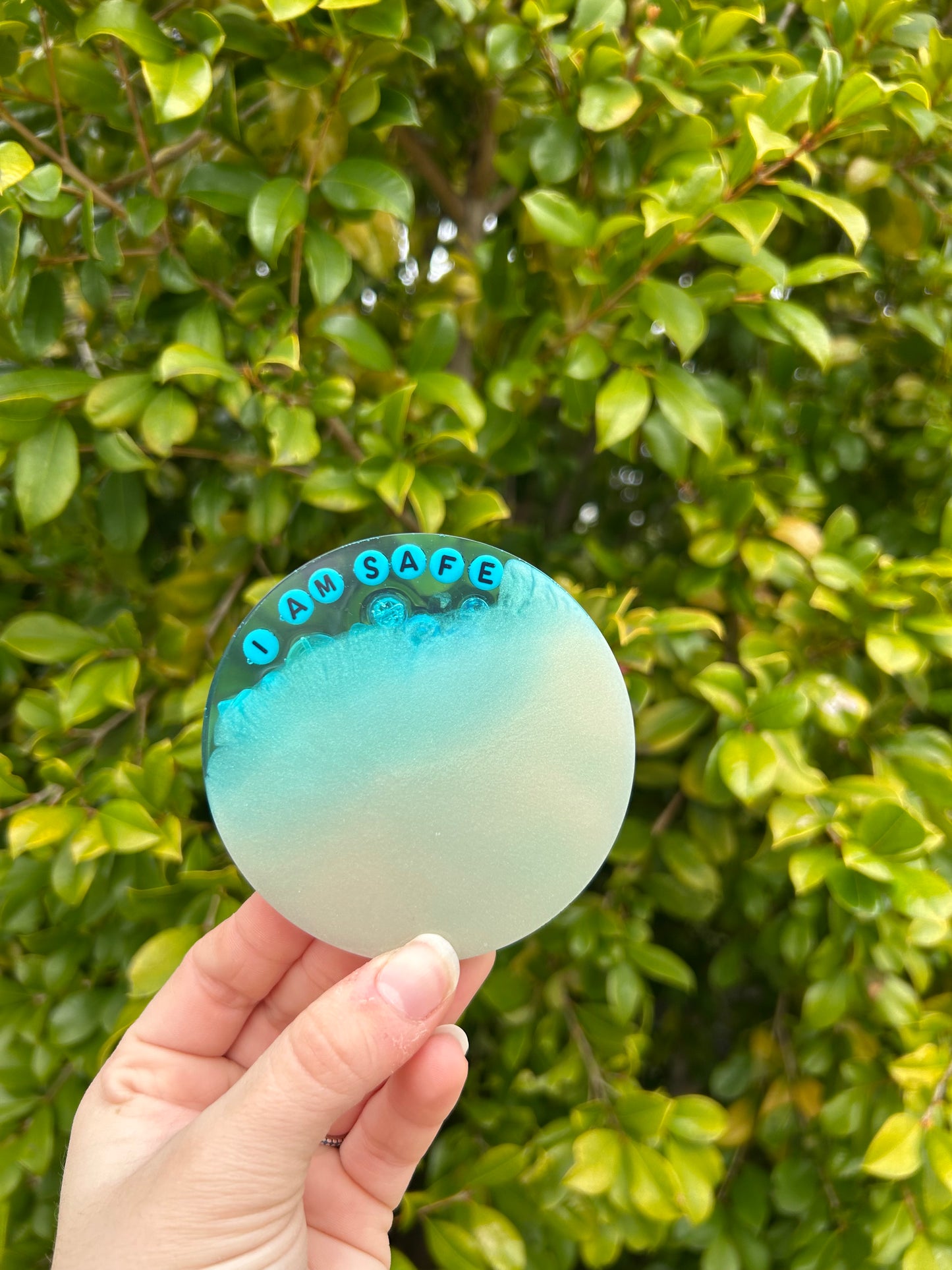 ‘I am safe’ Affirmation Ocean | Large Circle Trinket 2
