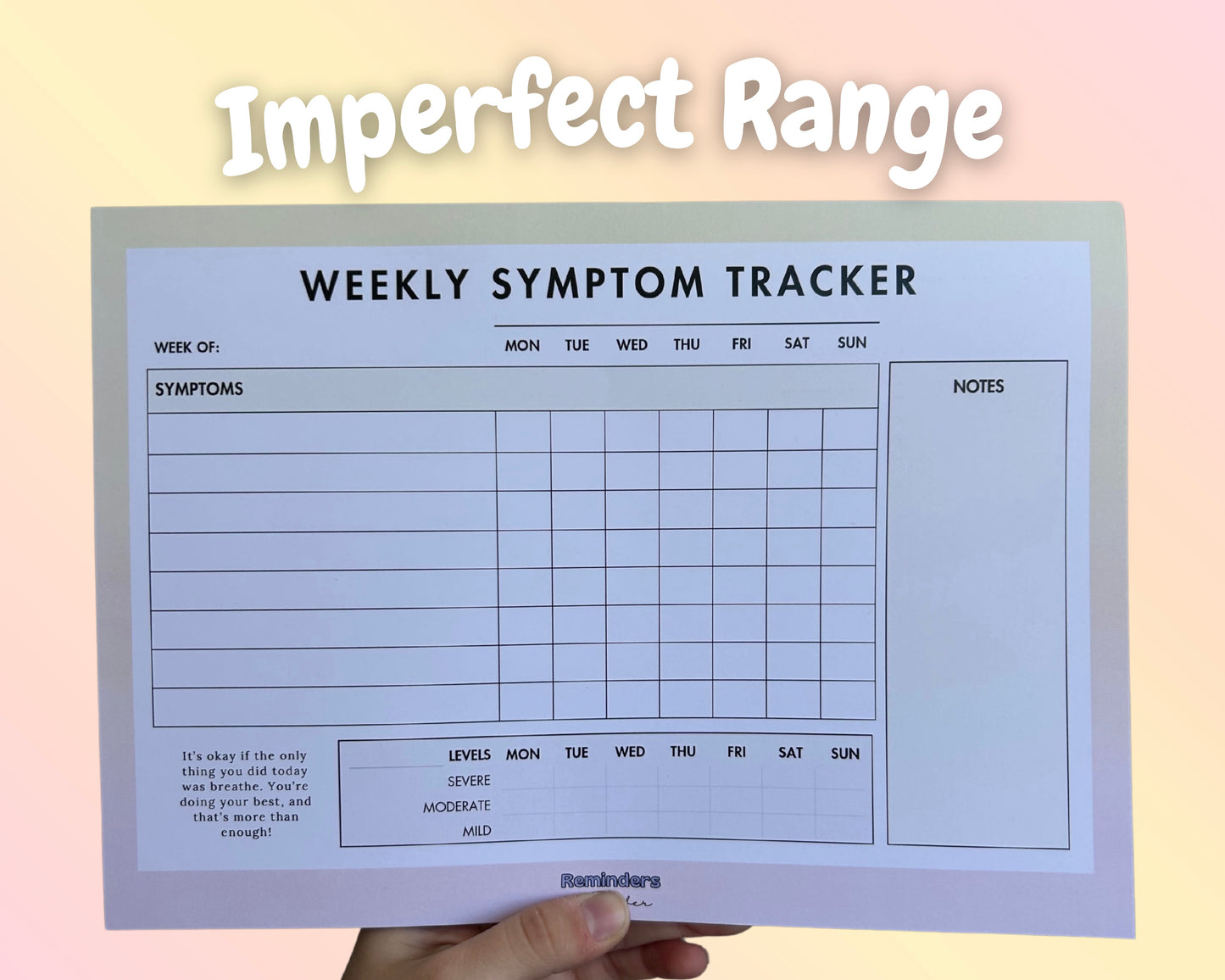 Weekly Symptom Tracker Notepad - Imperfect Range