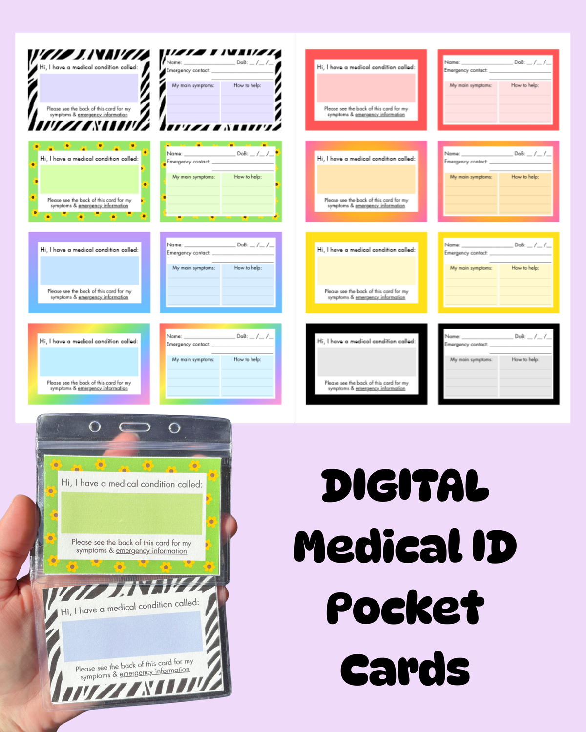DIGITAL Medical ID Pocket Cards