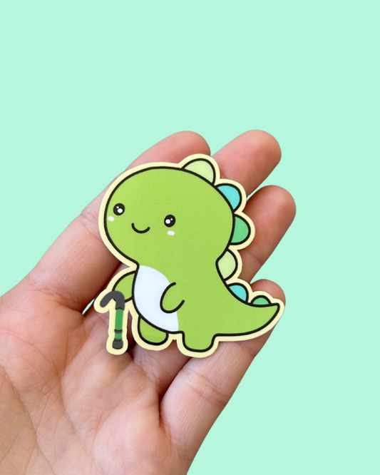Dino With a Walking Stick Sticker