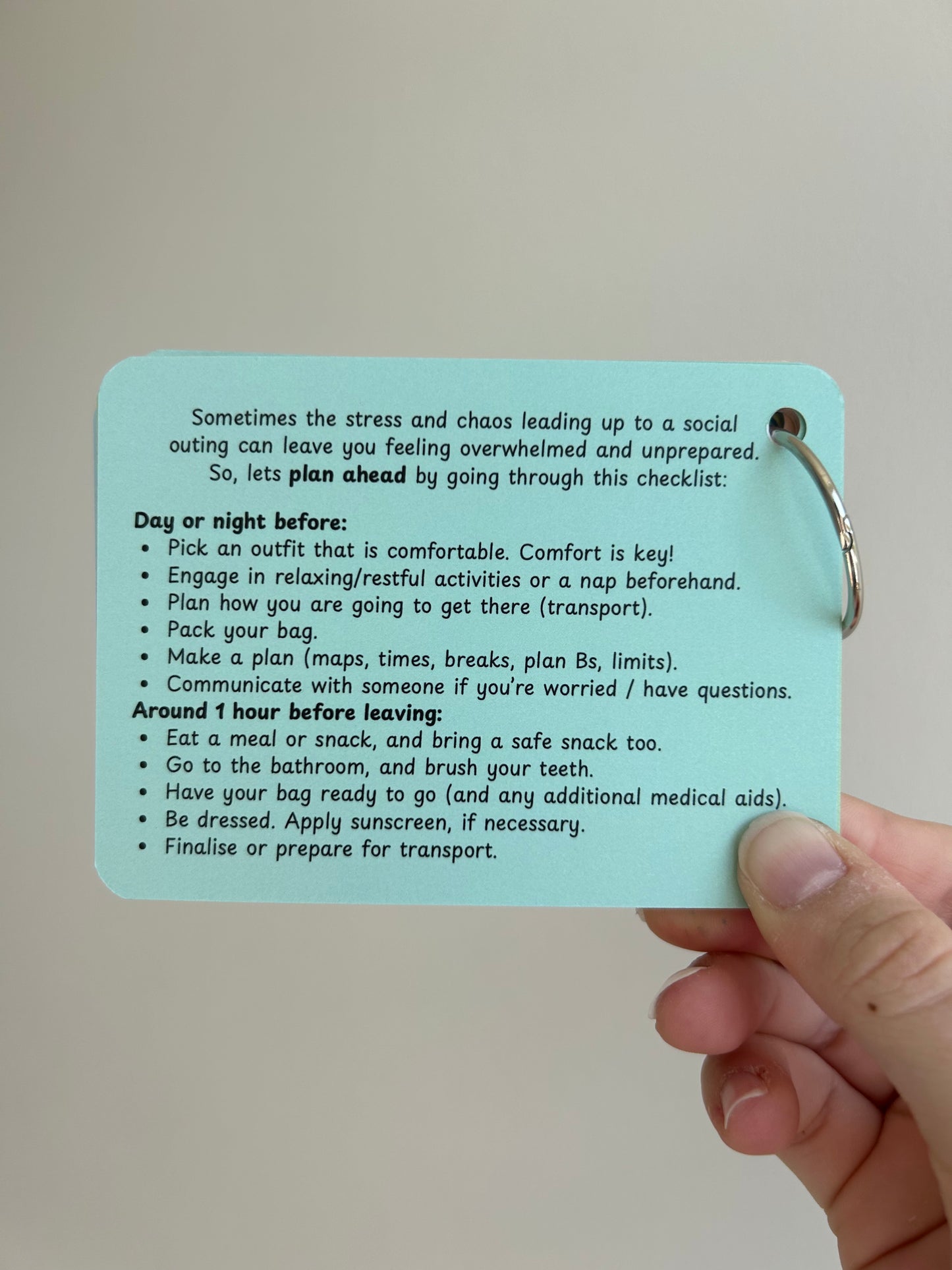 Social Outing Reminder Cards