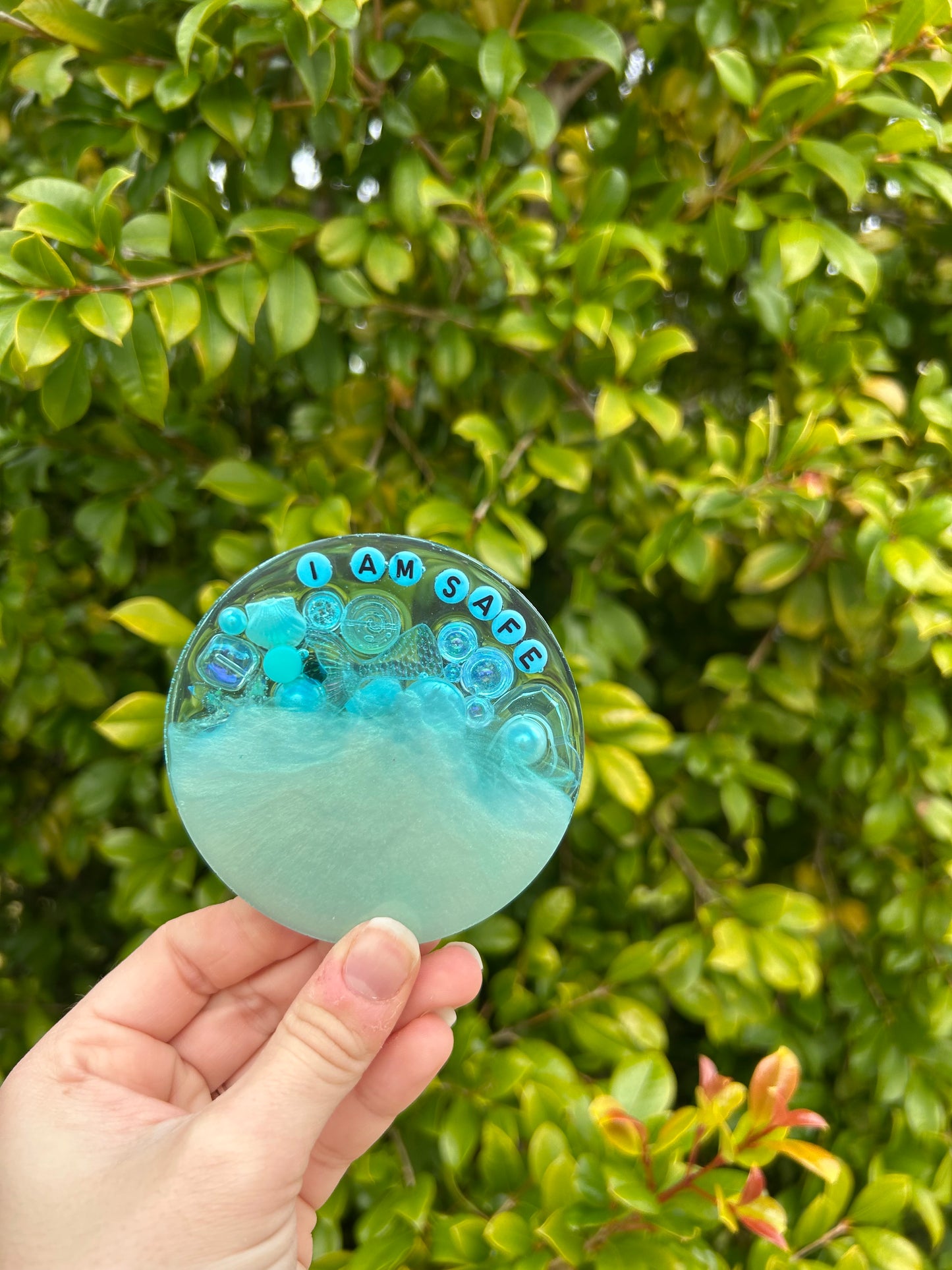 ‘I am safe’ Affirmation Ocean | Large Circle Trinket 3