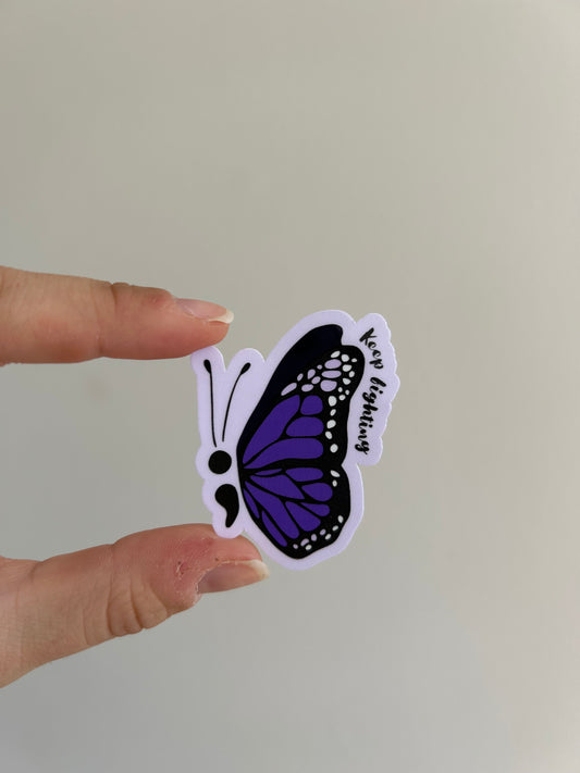 Semi Colon Butterfly Sticker (Purple)