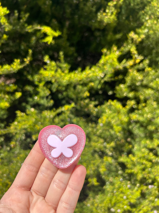 Pink Butterfly XL Worry Stone Trinket