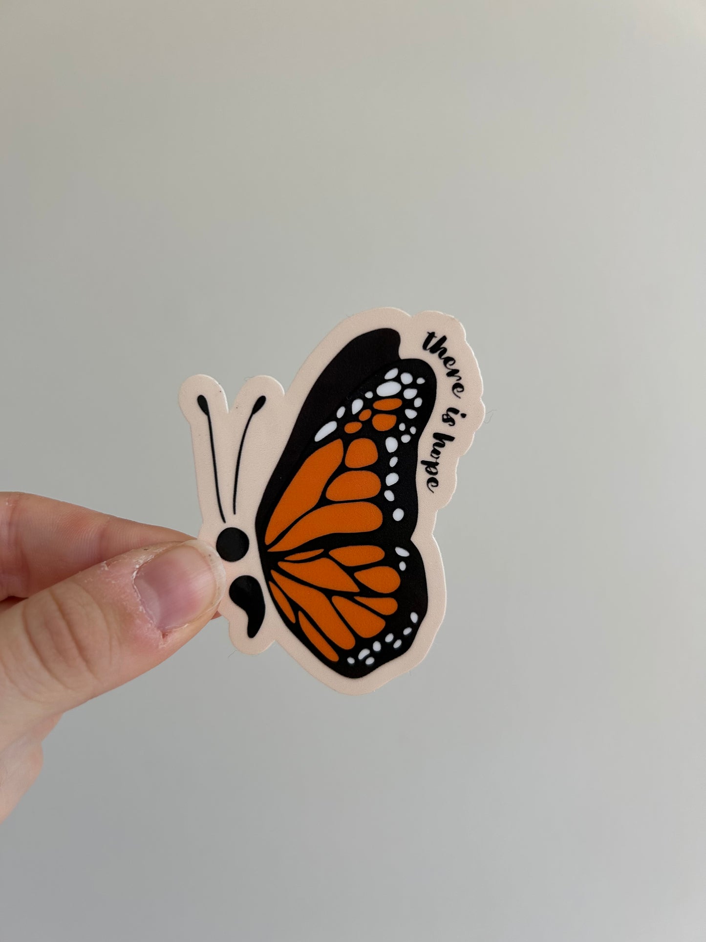 Semi Colon Butterfly Sticker (Orange)