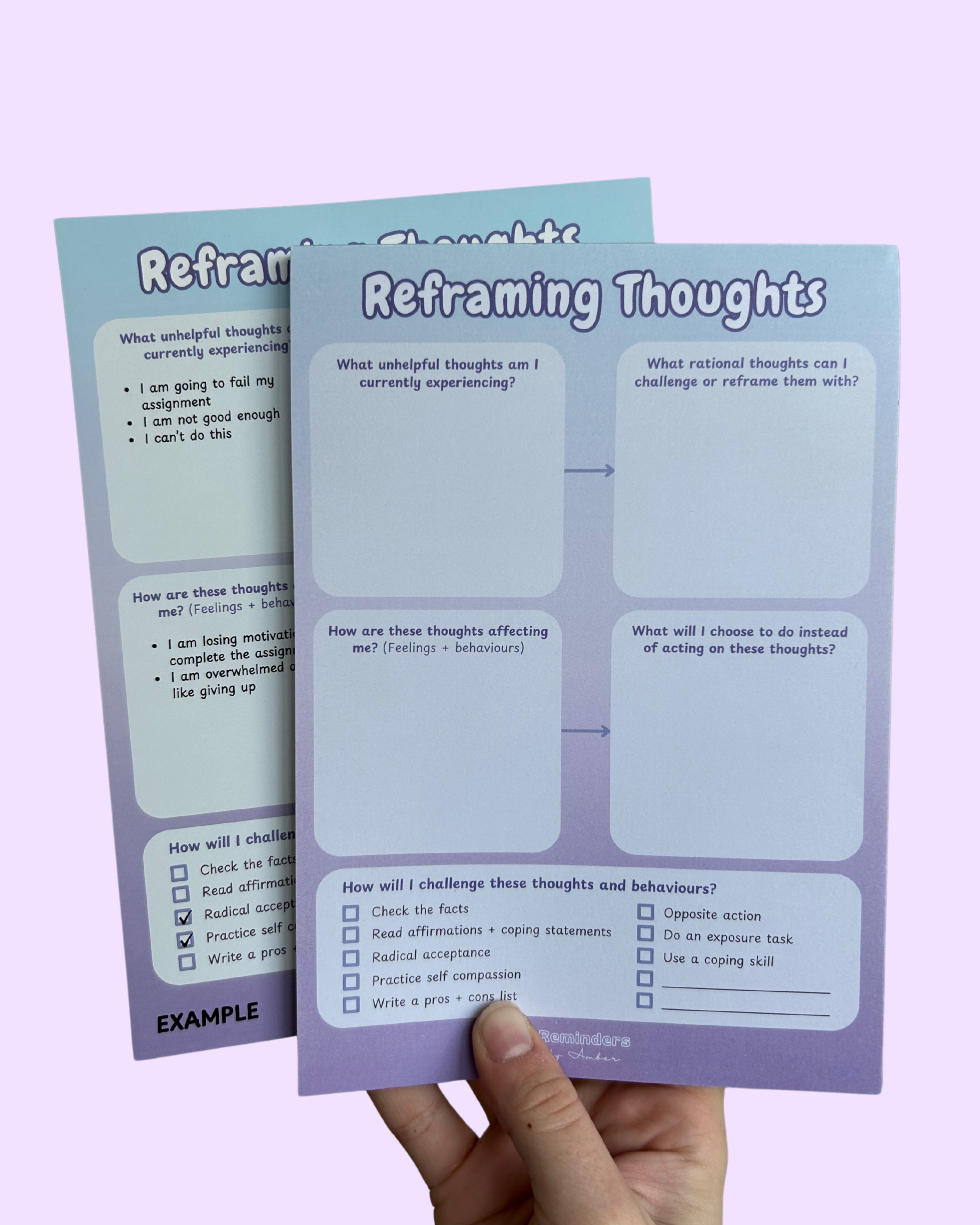 Reframing Thoughts Notepad – Reminders by Amber