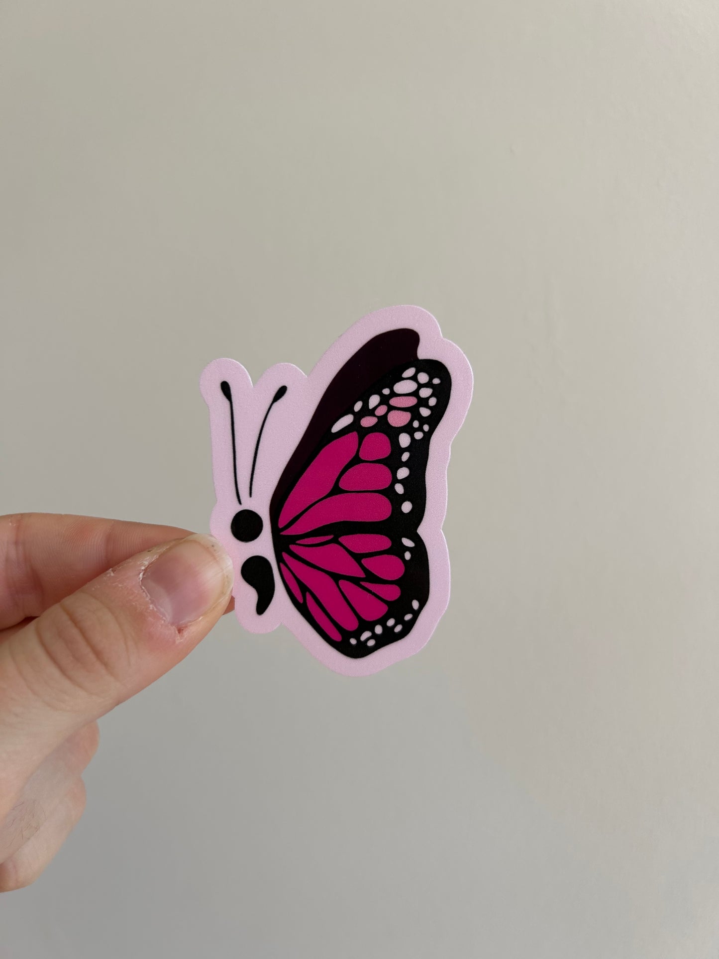 Semi Colon Butterfly Sticker (Pink)