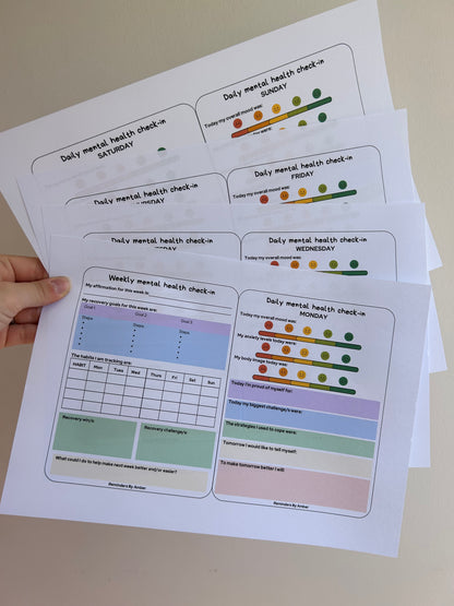 Weekly + Daily Mental Health Check In (Digital Copy)