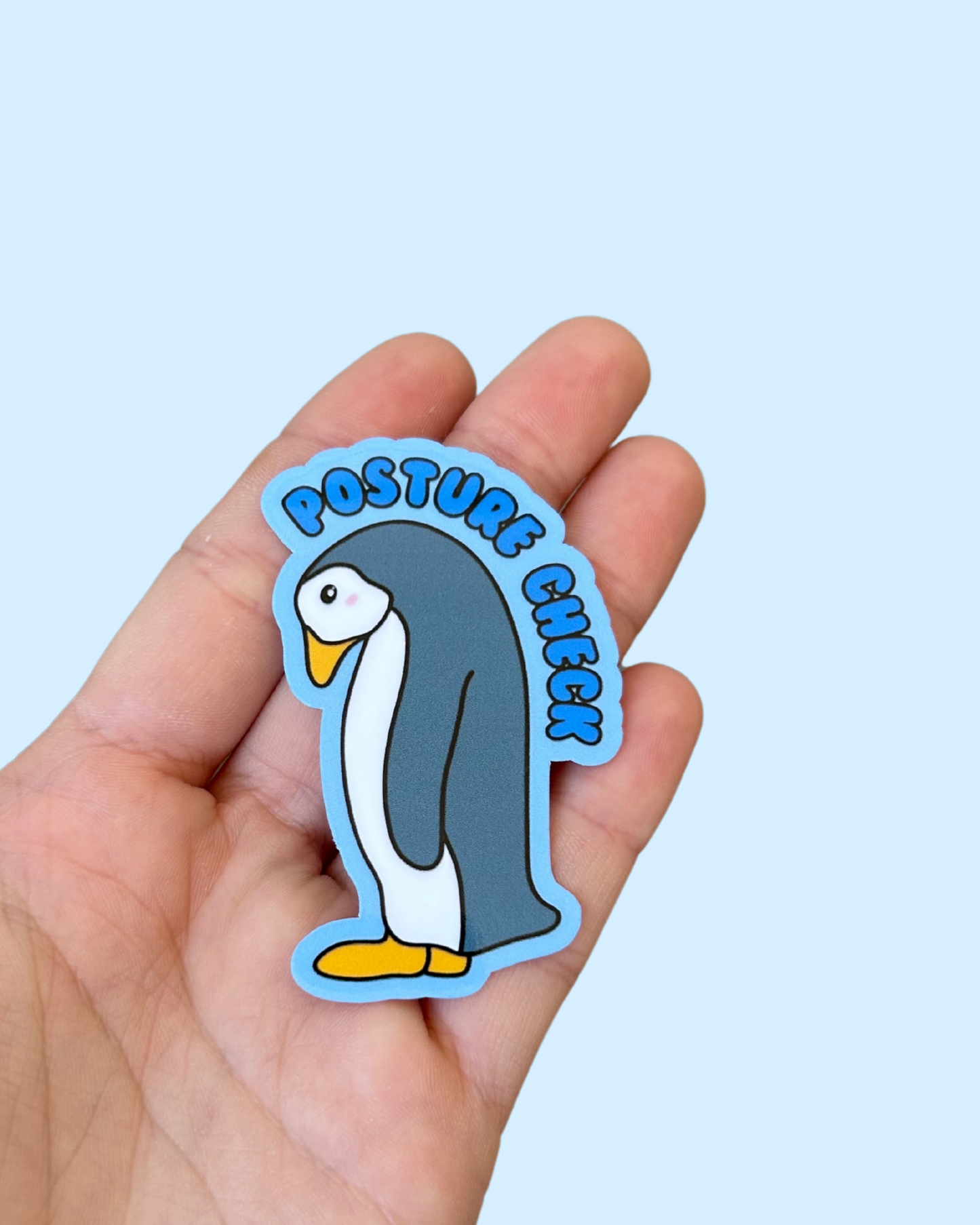 Posture Check Penguin Sticker
