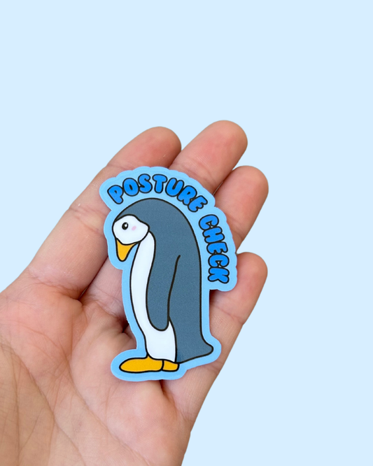 Posture Check Penguin Sticker