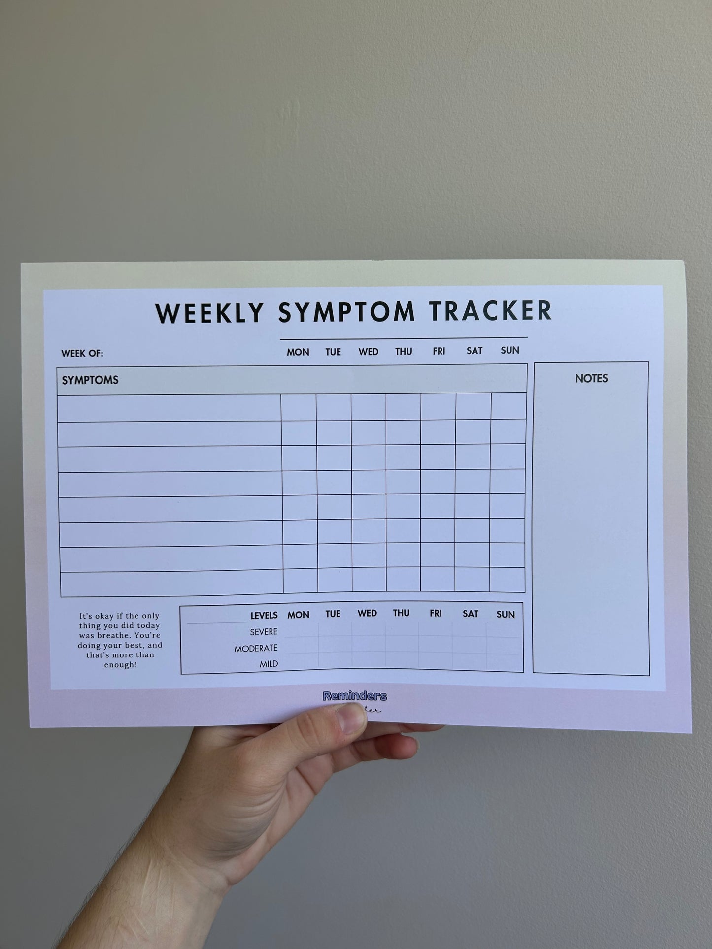 Weekly Symptom Tracker Notepad